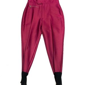 NEW Bogner Fuschia High Waisted Wool Ski Pants  with Black Stirrups